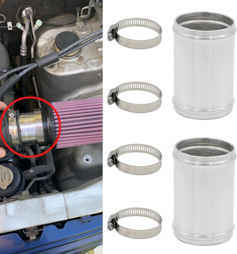 KRD PERFORMANCE 51mm(2") OD, Length 3" (76mm), Straight 2 Inch 6061 Aluminum Hose Joiner Tube Intercooler Pipe Connector High Class Glossy Polished Treatment Air Intake Tube with Bead Roll, 2 PCS - Image 2